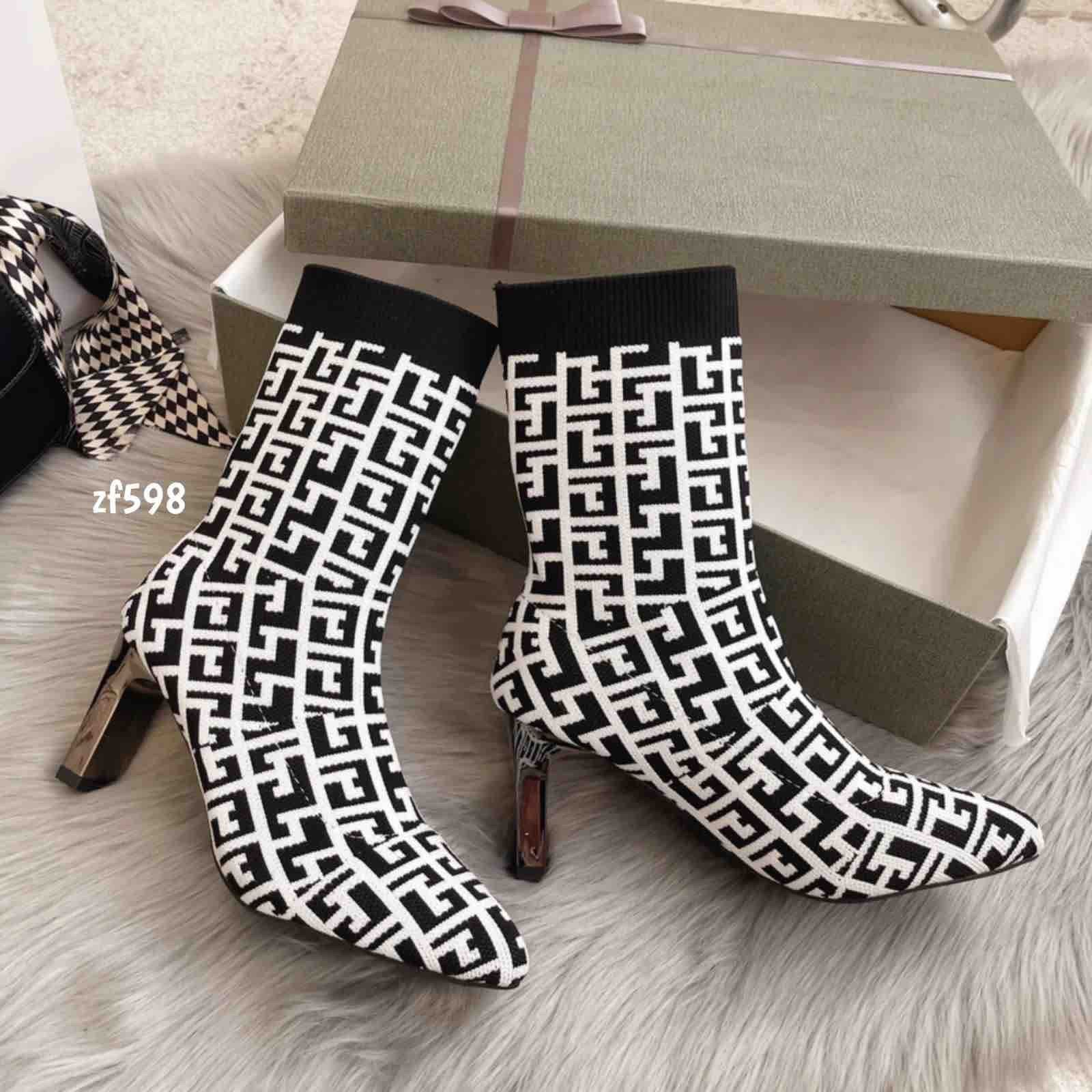 Botin negro/blanco tacon 7cm BT83 C-1